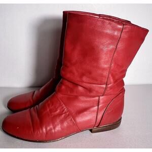 Dexter Women Genuine Leather Red Ankle Slouch Boots Size 8N Y2K